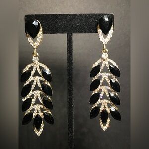 Chic Black and Gold Leaf Earrings